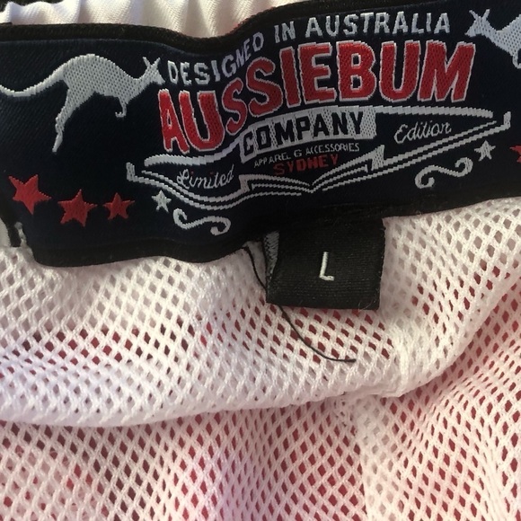 Aussiebum Short - Stubby Red  Sz. L Mesh Liner Logo Quick Drying Swim  Beach - Picture 4 of 5